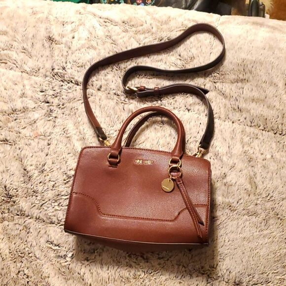 Nine West Jet Set satchel-style handbag in a dark brown color Handbag - Picture 1 of 9